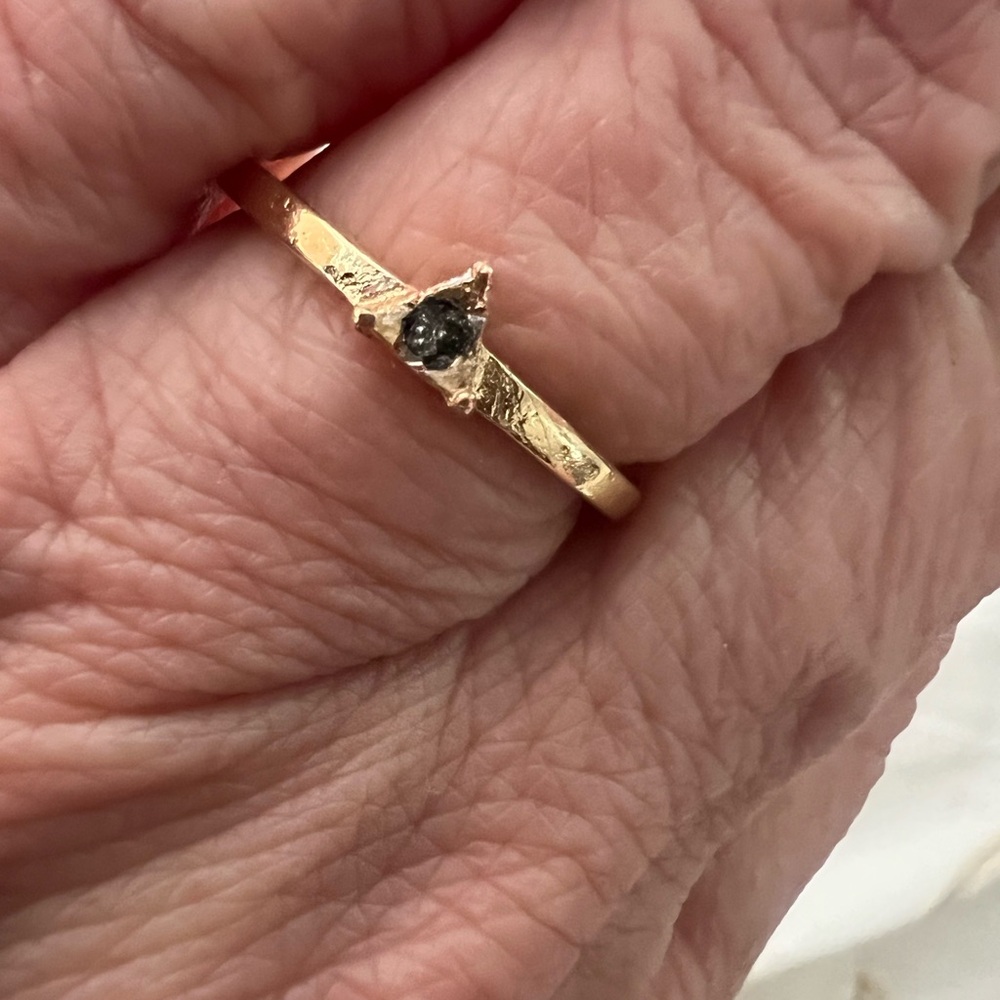 Gold Pyramid Ring with Black Stone